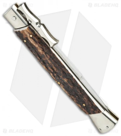 AGA Campolin 13" Bat Swinguard Automatic Knife Stag Horn (5.75" Satin Bayo) 4 AGA Campolin 13" Bat Swinguard Automatic Knife Stag Horn (5.75" Satin Bayo) - Image 2