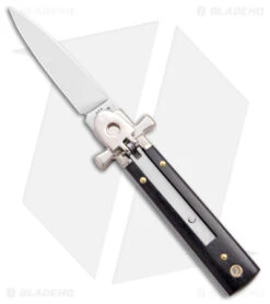 AGA Campolin 26 AGA 6" Lever Lock Automatic Italian Knife Ebony W/Cross Bolsters (2.5" Polish)