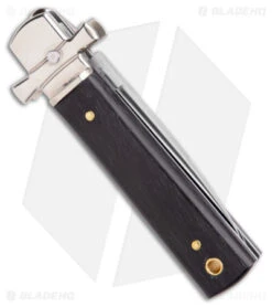 AGA 6" Lever Lock Automatic Italian Knife Ebony W/Cross Bolsters (2.5" Polish) 8 AGA 6" Lever Lock Automatic Italian Knife Ebony W/Cross Bolsters (2.5" Polish) -AGA Campolin AGA 6in LL Ebony Wood Auto Cross Bolsters Satin BHQ 177247 jr side