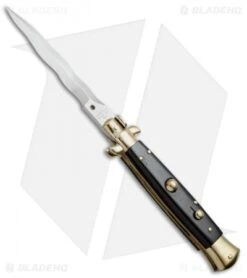 AGA Campolin 10" Italian Stiletto Picklock Automatic Brass/Ebony (4.5" Kriss)