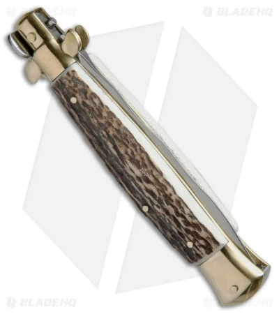 AGA Campolin 10" Italian Stiletto Picklock Automatic Brass/Stag (4.5" Kriss) 5 AGA Campolin 10" Italian Stiletto Picklock Automatic Brass/Stag (4.5" Kriss) - Image 3