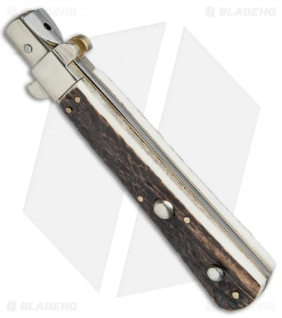 AGA Campolin 13" Italian Frosolone Automatic Knife Stag Horn (6.5" Bayonet) 4 AGA Campolin 13" Italian Frosolone Automatic Knife Stag Horn (6.5" Bayonet) - Image 2