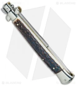 AGA Campolin 11" Picklock Automatic Italian Stiletto Stag (5" Satin) 2017 8 AGA Campolin 11" Picklock Automatic Italian Stiletto Stag (5" Satin) 2017 -AGA Campolin AGA Campolin 11in Picklock Italian Stiletto Stag Horn Satin BHQ 78222 jr side