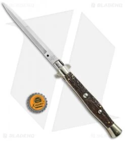 AGA Campolin 11" Picklock Automatic Italian Stiletto Stag Horn (5"Satin) 2018 11 AGA Campolin 11" Picklock Automatic Italian Stiletto Stag Horn (5"Satin) 2018 -AGA Campolin AGA Campolin 11in picklock Stilletto Stag Horn BHQ 67468 jr bottlecap 2