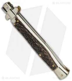 AGA Campolin 11" Picklock Automatic Italian Stiletto Stag Horn (5"Satin) 2018 9 AGA Campolin 11" Picklock Automatic Italian Stiletto Stag Horn (5"Satin) 2018 -AGA Campolin AGA Campolin 11in picklock Stilletto Stag Horn BHQ 67468 jr side