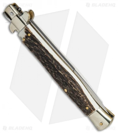 AGA Campolin 11" Picklock Automatic Italian Stiletto Stag Horn (5"Satin) 2018 5 AGA Campolin 11" Picklock Automatic Italian Stiletto Stag Horn (5"Satin) 2018 - Image 3