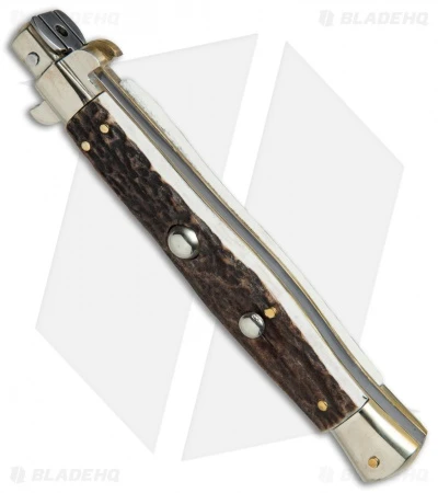 AGA Campolin 11" Picklock Automatic Italian Stiletto Stag Horn (5"Satin) 2018 4 AGA Campolin 11" Picklock Automatic Italian Stiletto Stag Horn (5"Satin) 2018 - Image 2
