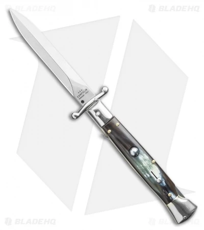 AGA Campolin 9" Swinguard Automatic Knife Brazilian Horn (5.75" Satin Dagger) 3 AGA Campolin 9" Swinguard Automatic Knife Brazilian Horn (5.75" Satin Dagger)