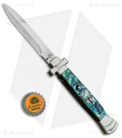 AGA Campolin 9" Maltese Cross Bayonet Italian Stiletto Knife Abalone (4" Satin) 9 AGA Campolin 9" Maltese Cross Bayonet Italian Stiletto Knife Abalone (4" Satin) -AGA Campolin AGA Campolin 9in Bayo Italian Stiletto Auto Abalone Satin BP 28947 jr bottlecap