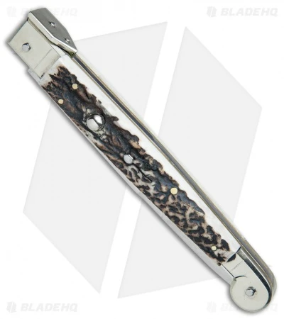 A.G.A. Campolin 12" Sicilian Picklock Bayo Automatic Knife Stag (5.5" Satin) 4 A.G.A. Campolin 12" Sicilian Picklock Bayo Automatic Knife Stag (5.5" Satin) - Image 2