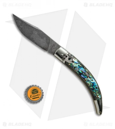 AGA Campolin Diana Lever Lock Automatic Knife Abalone (3.75" Damascus) 6 AGA Campolin Diana Lever Lock Automatic Knife Abalone (3.75" Damascus) - Image 4