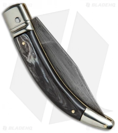 AGA Campolin Diana Lever Lock Automatic Knife Dark Horn (3.75" Damascus) 5 AGA Campolin Diana Lever Lock Automatic Knife Dark Horn (3.75" Damascus) - Image 3