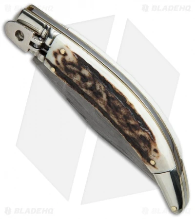 AGA Campolin Diana Lever Lock Automatic Knife Stag Horn (3.75" Damascus) 4 AGA Campolin Diana Lever Lock Automatic Knife Stag Horn (3.75" Damascus) - Image 2