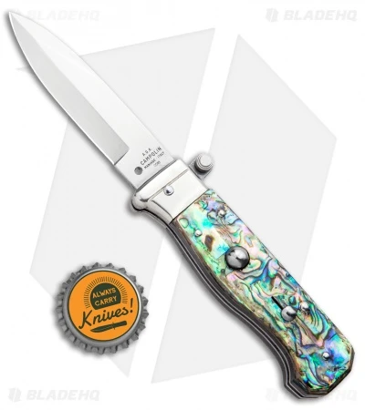 AGA Campolin Piccolo Italian Stiletto Automatic Knife Abalone (2.8" Satin) 6 AGA Campolin Piccolo Italian Stiletto Automatic Knife Abalone (2.8" Satin) - Image 4