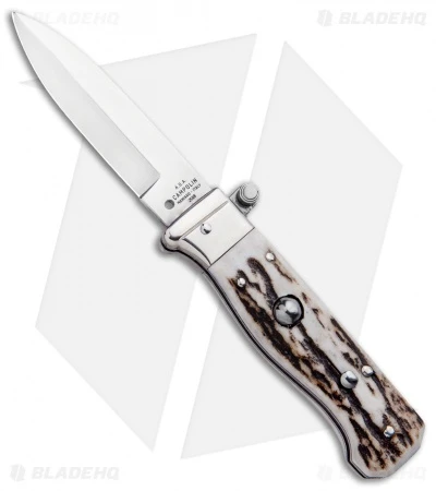 AGA Campolin Piccolo Italian Stiletto Automatic Knife Stag (2.8" Satin) 3 AGA Campolin Piccolo Italian Stiletto Automatic Knife Stag (2.8" Satin)