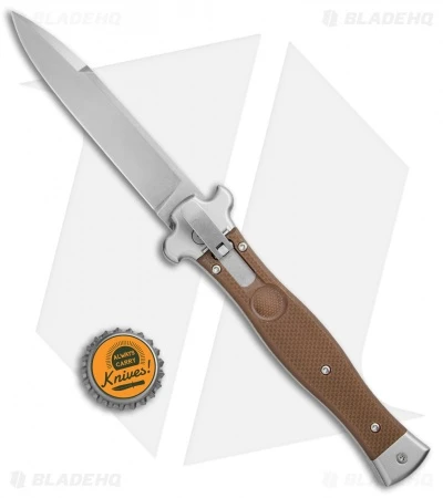 AGA Campolin Zero Italian Leverlock Automatic Knife Brown G-10 (3.75" Satin) 6 AGA Campolin Zero Italian Leverlock Automatic Knife Brown G-10 (3.75" Satin) - Image 4