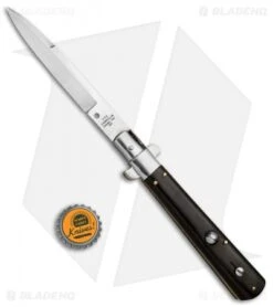 AGA Campolin 11" Frosolone Bayonet Stiletto Automatic Knife Ebony (5" Satin) -AGA Campolin AGA Frosolone Ebony Nickel 11in Bayo BP 29294 jr bottlecap