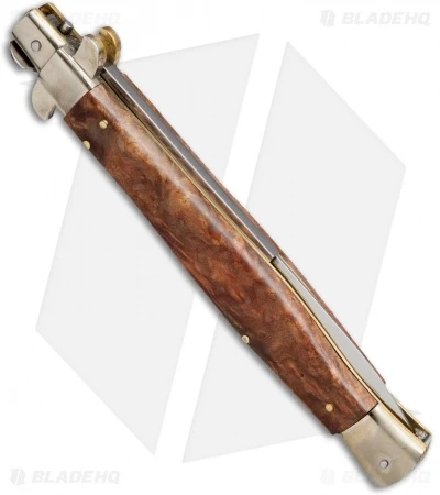 AGA Campolin 13" Burl Wood Automatic Knife Italian Stiletto (Bayonet Plain) 4 AGA Campolin 13" Burl Wood Automatic Knife Italian Stiletto (Bayonet Plain) - Image 2