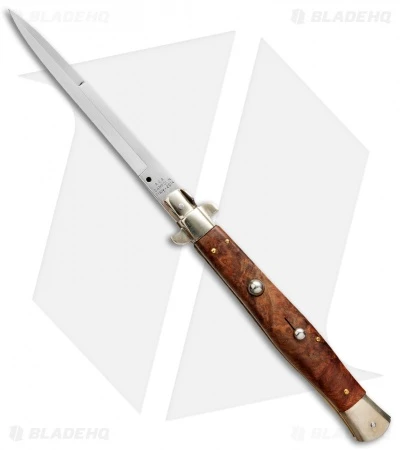 AGA Campolin 13" Burl Wood Automatic Knife Italian Stiletto (Bayonet Plain) 3 AGA Campolin 13" Burl Wood Automatic Knife Italian Stiletto (Bayonet Plain)