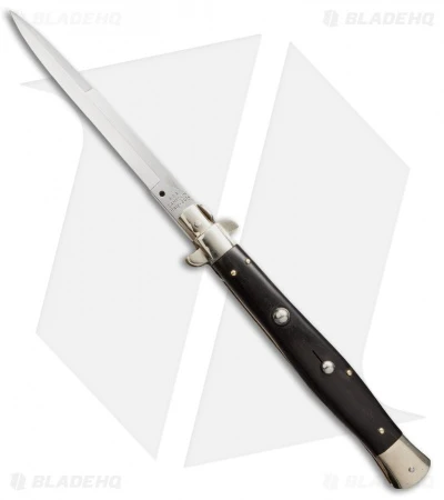 AGA Campolin 13" Automatic Knife Ebony Wood Italian Stiletto (Bayonet Plain) 3 AGA Campolin 13" Automatic Knife Ebony Wood Italian Stiletto (Bayonet Plain)