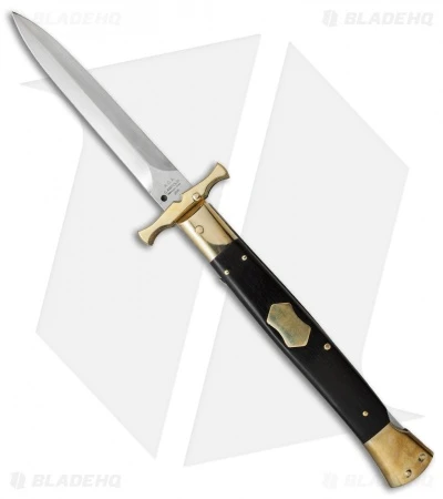 AGA Campolin 13" Bat Swinguard Automatic Brass/Ebony Wood (5.75" Satin Dagger) 3 AGA Campolin 13" Bat Swinguard Automatic Brass/Ebony Wood (5.75" Satin Dagger)