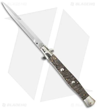 AGA Campolin 13" Picklock Automatic Italian Stiletto Ram Horn (6" Satin Bayo) 3 AGA Campolin 13" Picklock Automatic Italian Stiletto Ram Horn (6" Satin Bayo)