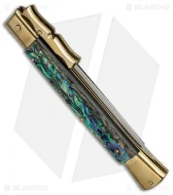AGA Campolin 13" Bat Swinguard Automatic Brass/Abalone (5.75" Satin Dagger) 8 AGA Campolin 13" Bat Swinguard Automatic Brass/Abalone (5.75" Satin Dagger) -AGA Campolin aga 13in swing bat abalone dagger br side cm