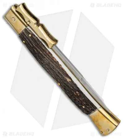 AGA Campolin 13" Bat Swinguard Automatic Brass/Stag Horn (5.75" Satin Bayonet) 5 AGA Campolin 13" Bat Swinguard Automatic Brass/Stag Horn (5.75" Satin Bayonet) - Image 3