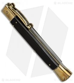 AGA Campolin 13" Swinguard Automatic Knife Brass/Ebony Wood (5.75" Satin Dagger) 8 AGA Campolin 13" Swinguard Automatic Knife Brass/Ebony Wood (5.75" Satin Dagger) -AGA Campolin aga 13in swing brass ebony dagger side cm