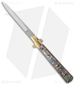 AGA Campolin 13" Italian Frosolone Automatic Knife Brass/Abalone (Bayonet)