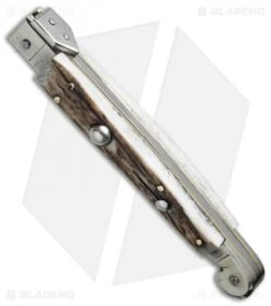 AGA Campolin 9" Sicilian Picklock Automatic Knife Stag Horn (4.1" Satin Bayo) 7 AGA Campolin 9" Sicilian Picklock Automatic Knife Stag Horn (4.1" Satin Bayo) -AGA Campolin aga 9in sicilian stag picklock bottom cm