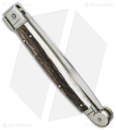 AGA Campolin 9" Sicilian Picklock Automatic Knife Stag Horn (4.1" Satin Bayo) 4 AGA Campolin 9" Sicilian Picklock Automatic Knife Stag Horn (4.1" Satin Bayo) - Image 2