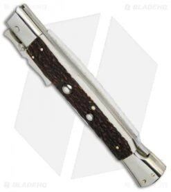 AGA Campolin 13" Bat Swinguard Automatic Knife Stag Horn (5.75" Satin Bayo) 7 AGA Campolin 13" Bat Swinguard Automatic Knife Stag Horn (5.75" Satin Bayo) -AGA Campolin aga campolin 13in bat swinguard stag bottom cm