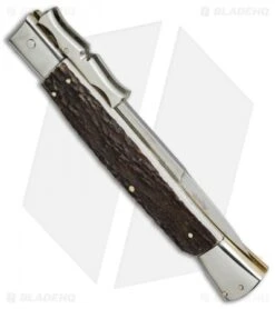 AGA Campolin 13" Bat Swinguard Automatic Knife Stag Horn (5.75" Satin Bayo) 8 AGA Campolin 13" Bat Swinguard Automatic Knife Stag Horn (5.75" Satin Bayo) -AGA Campolin aga campolin 13in bat swinguard stag side cm