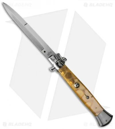 AGA Campolin 15" Ring Pull Automatic Italian Stiletto Knife Gold (7" Satin Bayo) 3 AGA Campolin 15" Ring Pull Automatic Italian Stiletto Knife Gold (7" Satin Bayo)