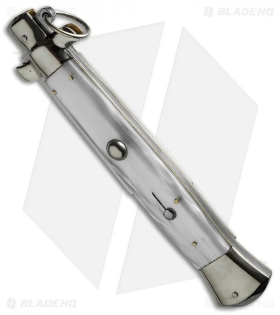 AGA Campolin 15" Ring Pull Automatic Italian Stiletto White (7" Satin Bayo) 4 AGA Campolin 15" Ring Pull Automatic Italian Stiletto White (7" Satin Bayo) - Image 2