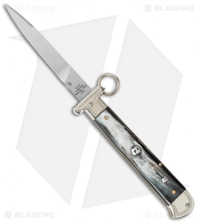 AGA Campolin 9" Francese Ring Pull Automatic Knife Dark Horn (3.7" Satin Flat) 3 AGA Campolin 9" Francese Ring Pull Automatic Knife Dark Horn (3.7" Satin Flat)