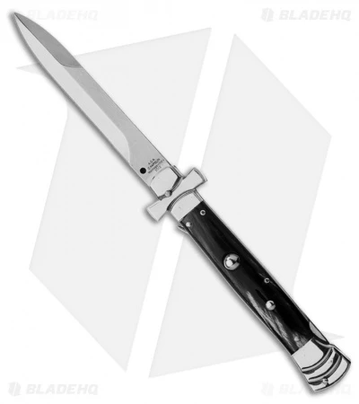 AGA Campolin 9" Maltese Cross Stiletto Automatic Dark Horn (4" Bayonet) 3 AGA Campolin 9" Maltese Cross Stiletto Automatic Dark Horn (4" Bayonet)