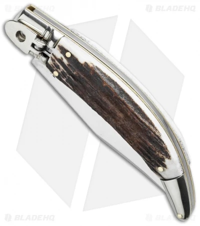 AGA Campolin Diana Lever Lock Automatic Knife Stag Horn (3.75" Satin) 5 AGA Campolin Diana Lever Lock Automatic Knife Stag Horn (3.75" Satin) - Image 3