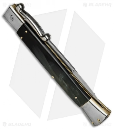 AGA Campolin 13" Swinguard Automatic Knife Dark Horn (5.75" Satin Bayo) 5 AGA Campolin 13" Swinguard Automatic Knife Dark Horn (5.75" Satin Bayo) - Image 3
