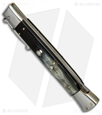 AGA Campolin 13" Swinguard Automatic Knife Dark Horn (5.75" Satin Bayo) 4 AGA Campolin 13" Swinguard Automatic Knife Dark Horn (5.75" Satin Bayo) - Image 2