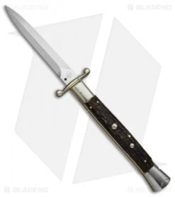 AGA Campolin 13" Swinguard Automatic Knife Stag Horn (5.75" Satin Dagger)