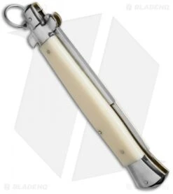 AGA Campolin 15" Ring Pull Automatic Italian Stiletto Sim Ivory (7" Satin Bayo) 7 AGA Campolin 15" Ring Pull Automatic Italian Stiletto Sim Ivory (7" Satin Bayo) -AGA Campolin stiletto 15in ring bone dl side